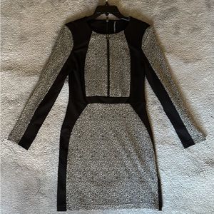Brand New Never Worn Walter Baker Black & Gray Long Sleeve Dress Size S